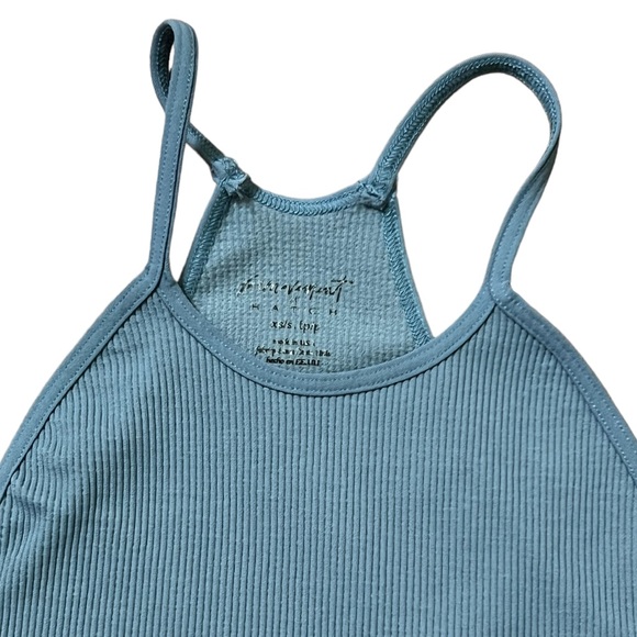 Free People Happiness Runs Tank with Logo Steel Blue NWOT - Picture 4 of 4